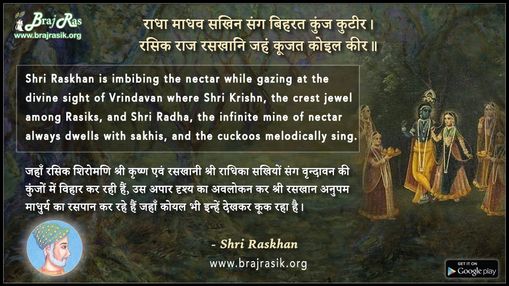 Radha Madhav Sakhin Sang Biharat Kunj Kutir - Shri Raskhan, Prem Vatika (53)