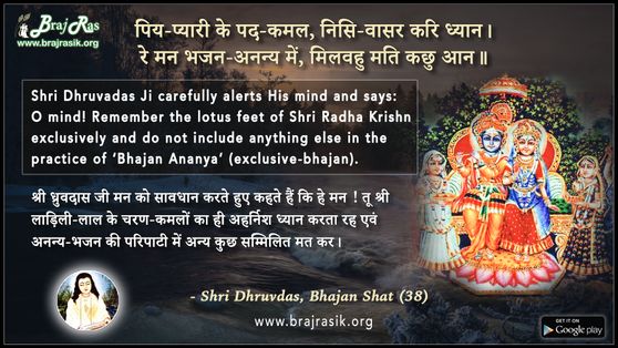 पिय-प्यारी के पद-कमल - श्री ध्रुवदास, बयालीस लीला, भजन शत (38)