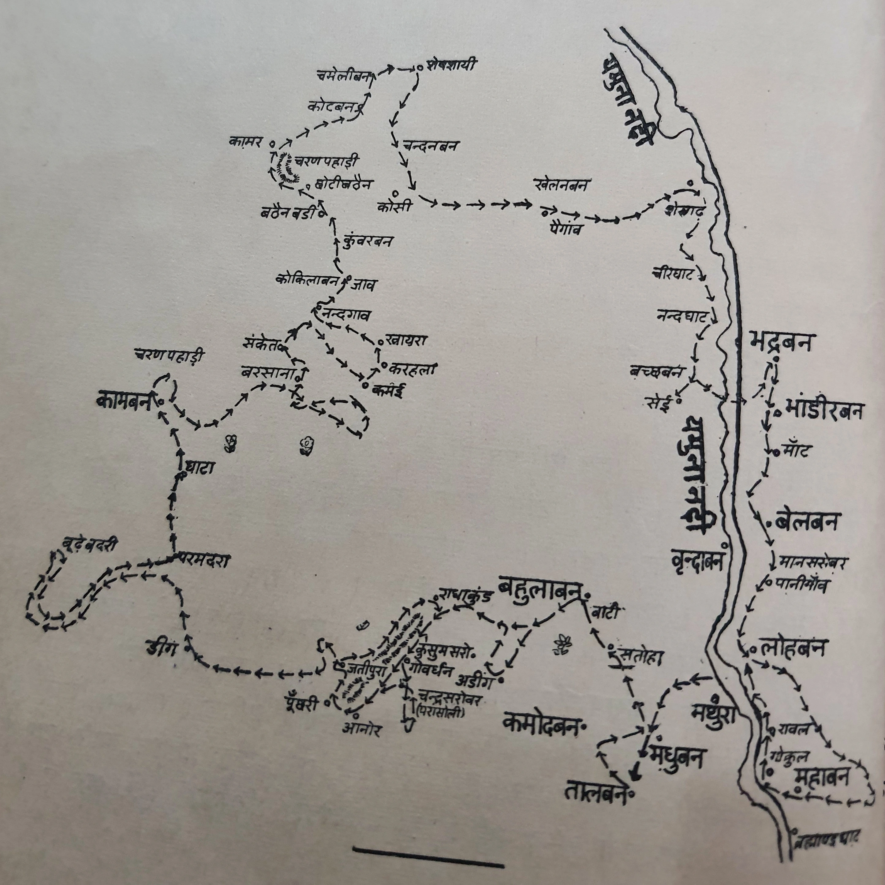 Old Map of Braj 84 Kos. (From book Braj Ki Sanskritik Yatra)  #brajdham #mapofbraj #braj84kos