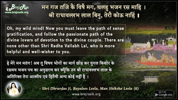 मन गज तजि कै विषै मग - श्री ध्रुवदास जी, बयालीस लीला, मन शिक्षा लीला (6)