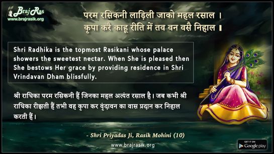 परम रसिकनी लाड़िली जाको महल रसाल - श्री प्रियादास जी, रसिक मोहिनी (10)