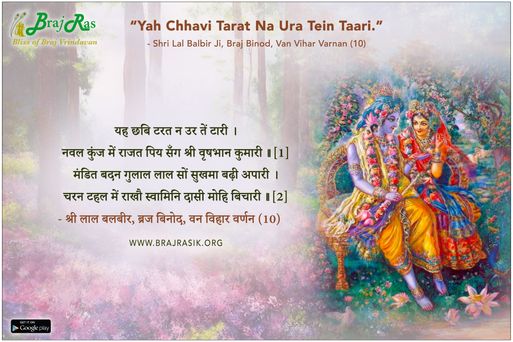 यह छबि टरत न उर तें टारी - श्री लाल बलबीर, ब्रज बिनोद, वन विहार वर्णन (10)