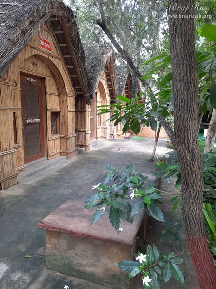 View of several huts at Ramanreti, Gokul - Braj.