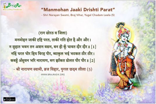मनमोहन जाकी दृष्टि परत - श्री नारायण स्वामी, ब्रज विहार, युगल छदम लीला (5)