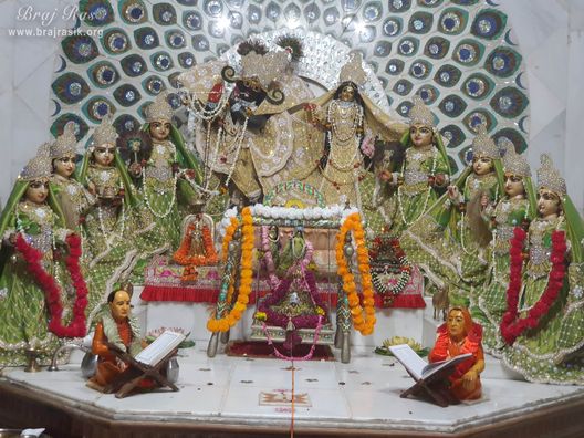 Glimpses of Ashtasakhi deities with Shri Radha Krishn at Shri Ashtasakhi Temple, Vrindavan [Radha Raas Bihari]