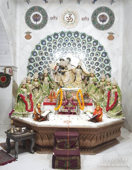 Ashtasakhi deities with Shri Radha Krishn at Shri Ashtasakhi Temple, Vrindavan [Radha Raas Bihari]