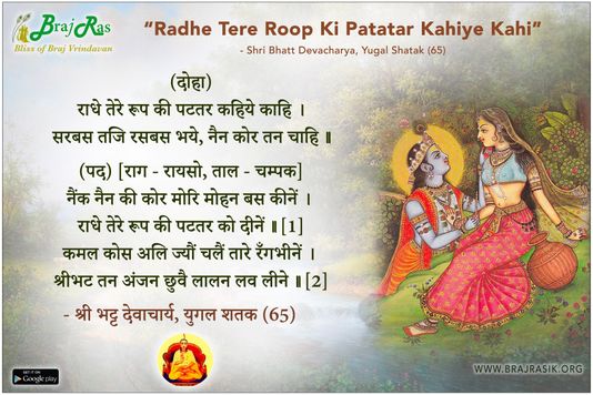 राधे तेरे रूप की पटतर कहिये काहि - श्री भट्ट देवाचार्य, युगल शतक (65)