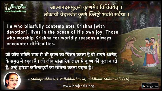 आत्मानंदसमुद्रस्थं कृष्णमेव विचिंतयेत् - श्री वल्लभाचार्य, सिद्धान्तमुक्तावली (16)