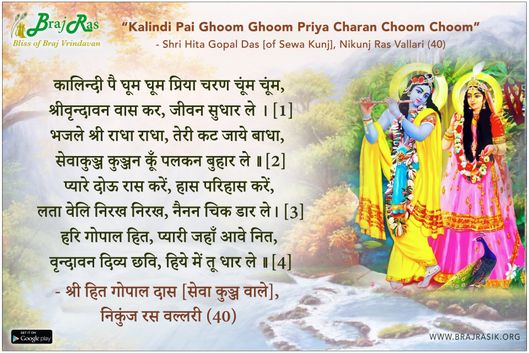 Kalindi Pai Ghoom Ghoom Priya Charan Choom Choom - Shri Hita Gopal Das, Nikunj Ras Vallari (40)