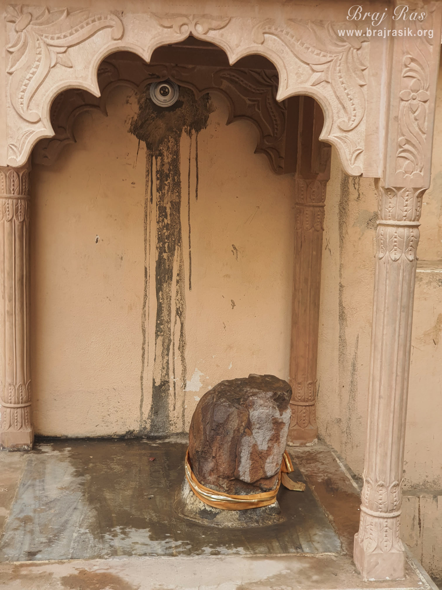 Old Shila (rock) at Naval Bihari Temple at Naval Kund in Punchari, Govardhan 