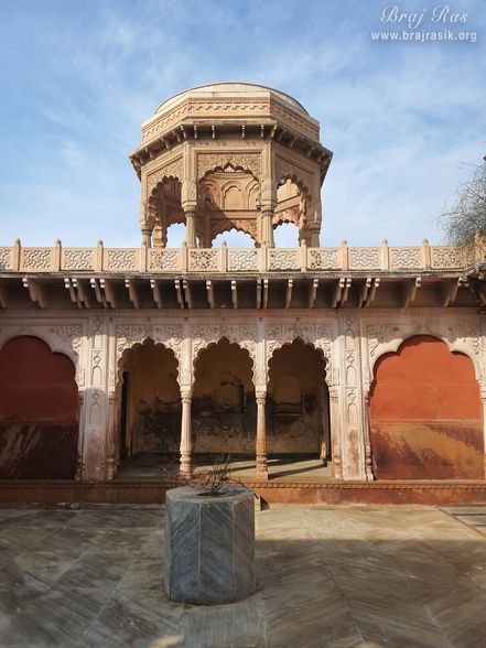 A beautiful inside view of Naval Bihari Temple at Naval Kund in Punchari, Govardhan 