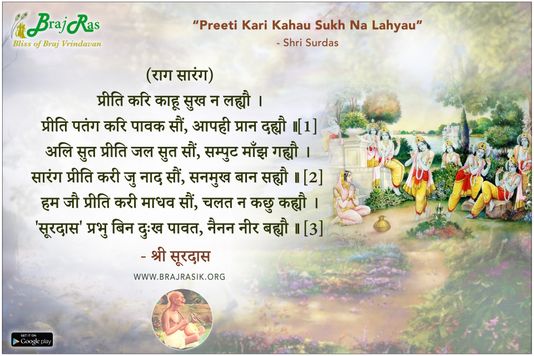 प्रीति करि काहू सुख न लह्यौ - श्री सूरदास