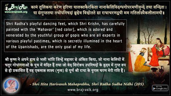 कामं तूलिकया करेण हरिणा यालक्तकैरकिंता - श्री राधा सुधा निधि (205)