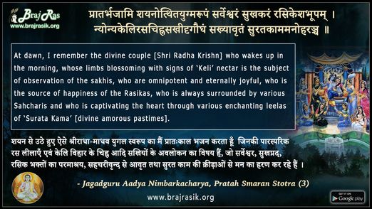 प्रातर्भजामि शयनोत्थितयुग्मरूपं - जगद्गुरु आद्यनिम्बार्काचार्य, प्रात: स्मरण स्तोत्र (3)
