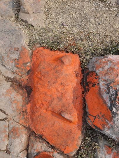 The shadow of Hanuman Ji when he was carrying Sanjeevani at Mukharvind, Govardhan.