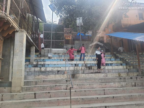 Beautiful stairs at Shri Thakurani Ghat and Shri Govind Ghat in Gokul.
