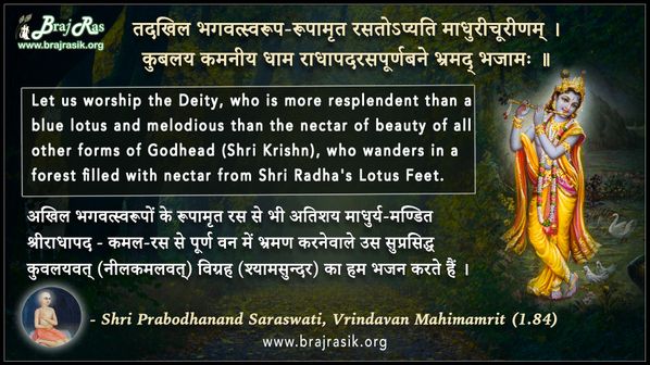 Tadakhil Bhagawatsvaroop-Roopaamrit - Shri Prabodhanand Saraswati, Vrindavan Mahimamrit (1.84)