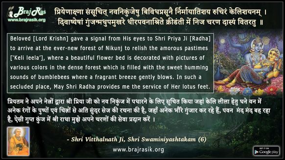 Priyenakshana Sansuchit Navnikunjeshu - Shri Vitthalnath Ji, Shri Swaminiyashtakam (6)
