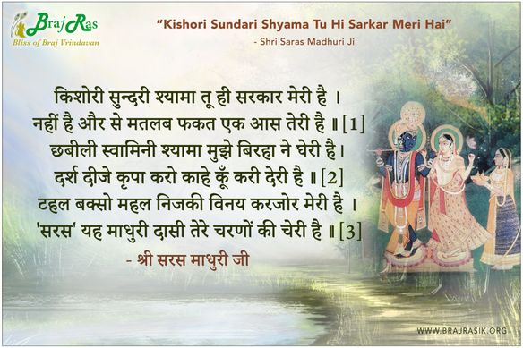 किशोरी सुन्दरी श्यामा तू ही सरकार मेरी है - श्री सरस माधुरी जी