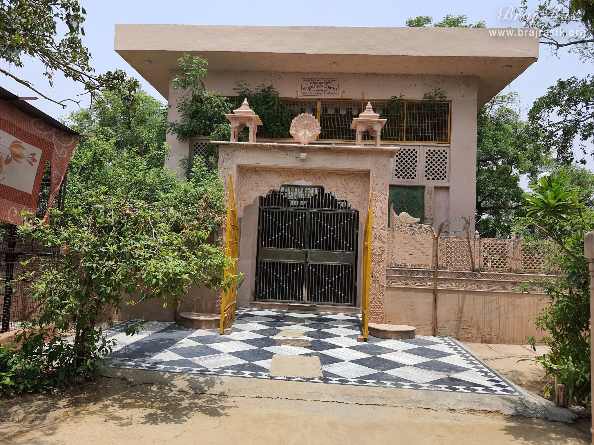 View of the birthplace temple of Swami Shri Haridas Ji at Radha Bavdi in Vrindavan.