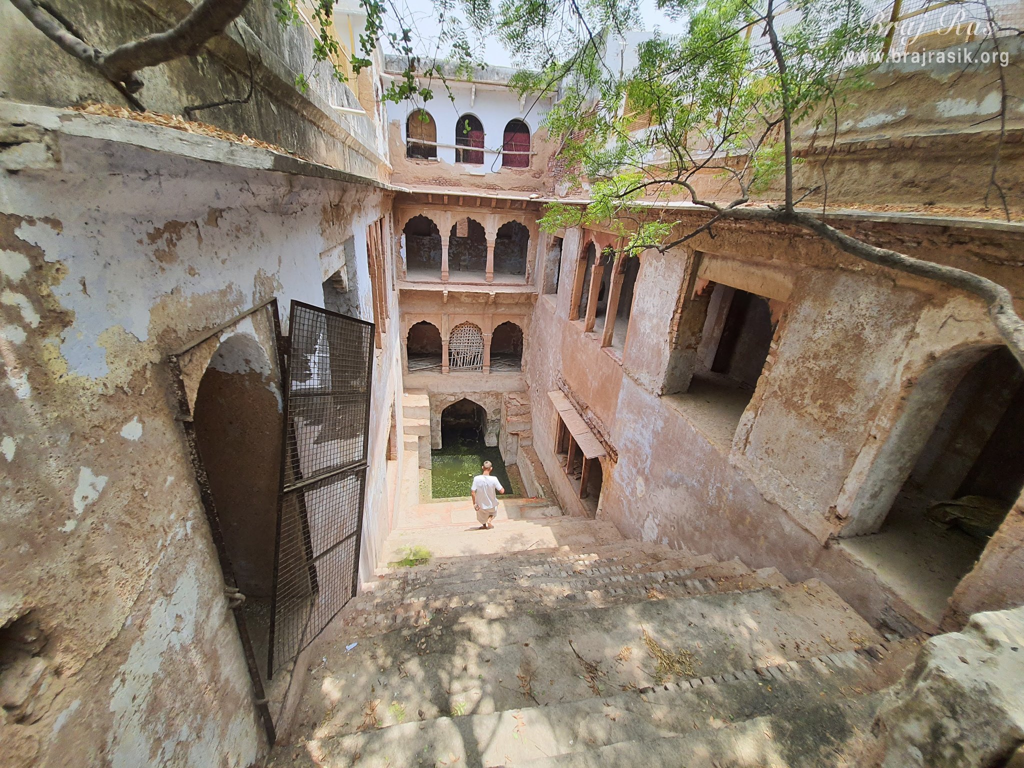 A distant view of Radha Bavdi in Vrindavan.