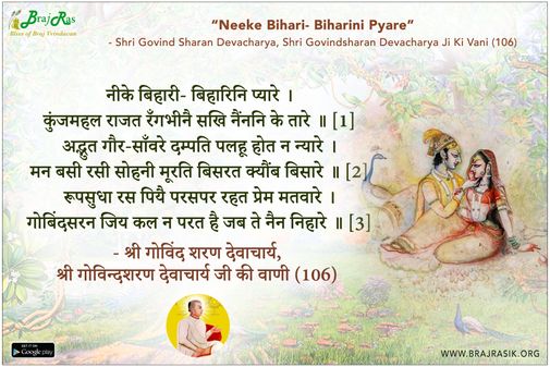 Neeke Bihari - Biharini Pyare - Shri Govind Sharan Devacharya, Shri Govindsharan Devacharya Ji Ki Vani (106)