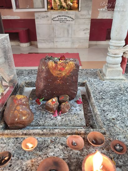 Darshan of Govardhan rock in Shrinathji Temple in Punchari, Govardhan.