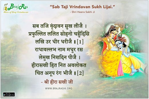 Sab Taji Vrindavan Sukh Lijai - Shri Heera Sakhi Ji