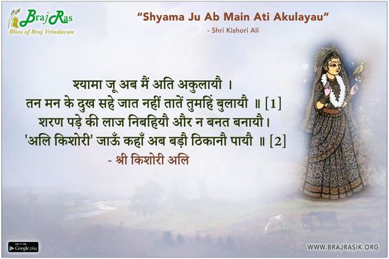 Shyama Ju Ab Main Ati Akulayau - Shri Kishori Ali