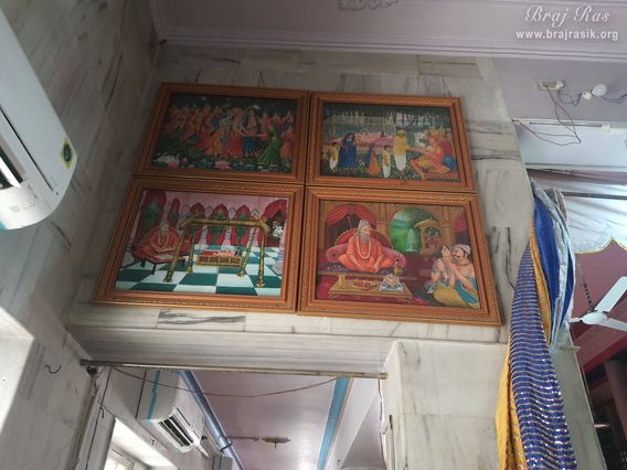 View of the painting of the birth of Shri Hita Harivansh Mahaprabhu in Shri Hita Mahal, Vrindavan