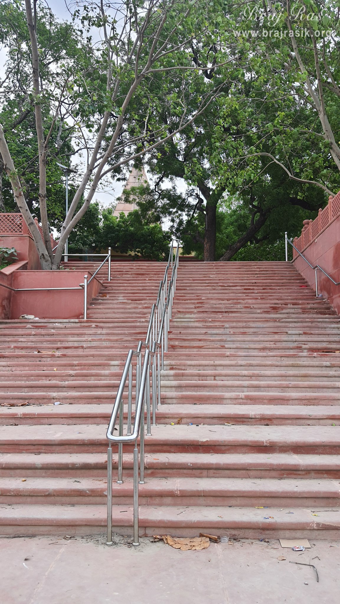 Beautiful view of the Stairs of Chintaharan Mahadev Temple in Gokul Mahavan.