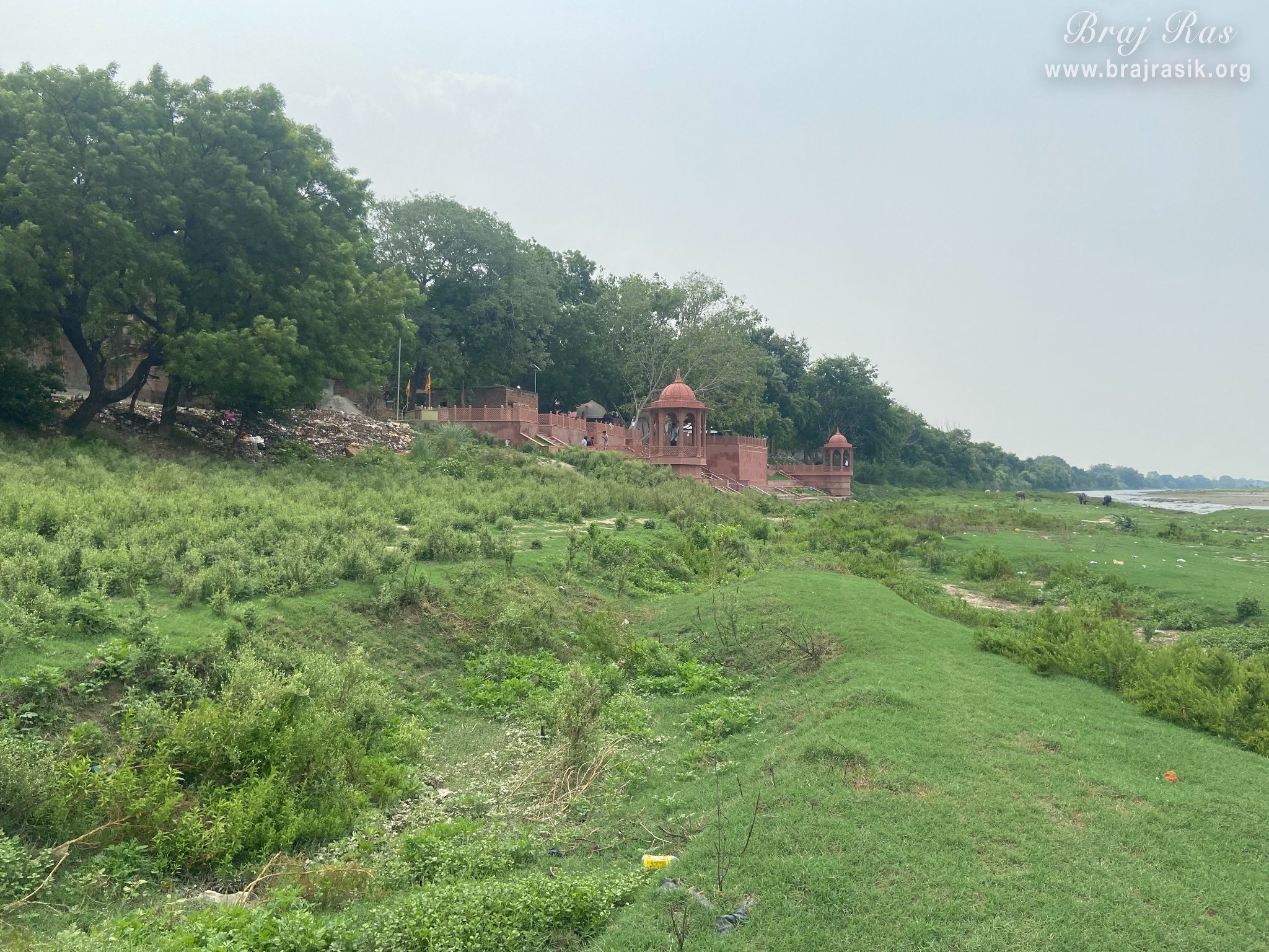 Distant view of Chintaharan Mahadev Temple in Gokul Mahavan.