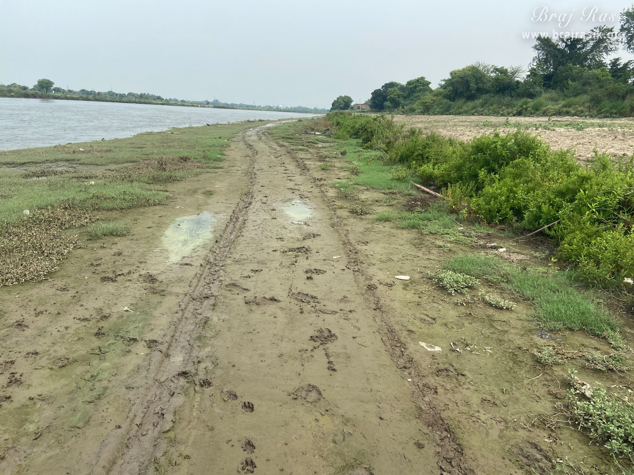 View of divine sand at Chintaharan Ghat of Yamuna Ji near Chintaharan Mahadev Temple in Gokul Mahavan.