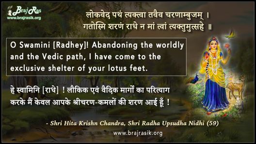 लोकवेद पथं त्यक्त्वा तवैव चरणाम्बुजम् - श्री हित कृष्ण चंद्र, श्री राधा उपसुधा निधि (59)