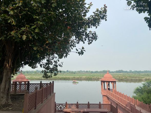 Beautiful view of Yamuna Ji from Brahmand Ghat in Gokul Mahavan.