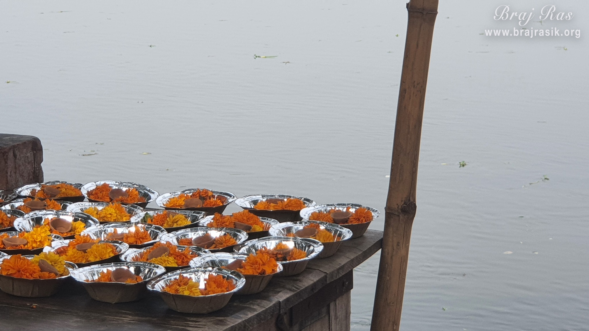 Flowers for worship at Brahmand Ghat in Gokul Mahavan.