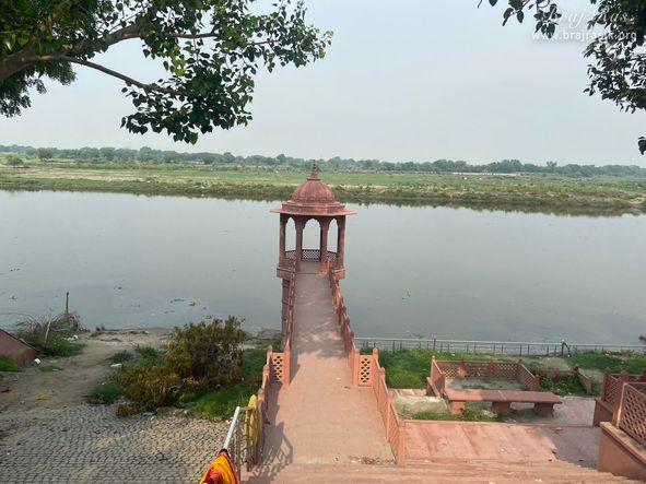 View of a resting place at Brahmand Ghat in Gokul Mahavan.