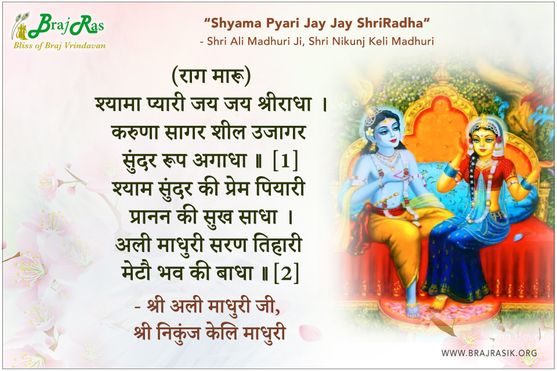 Shyama Pyari Jay Jay ShriRadha - Shri Ali Madhuri Ji, Shri Nikunj Keli Madhuri, Mangal (14)