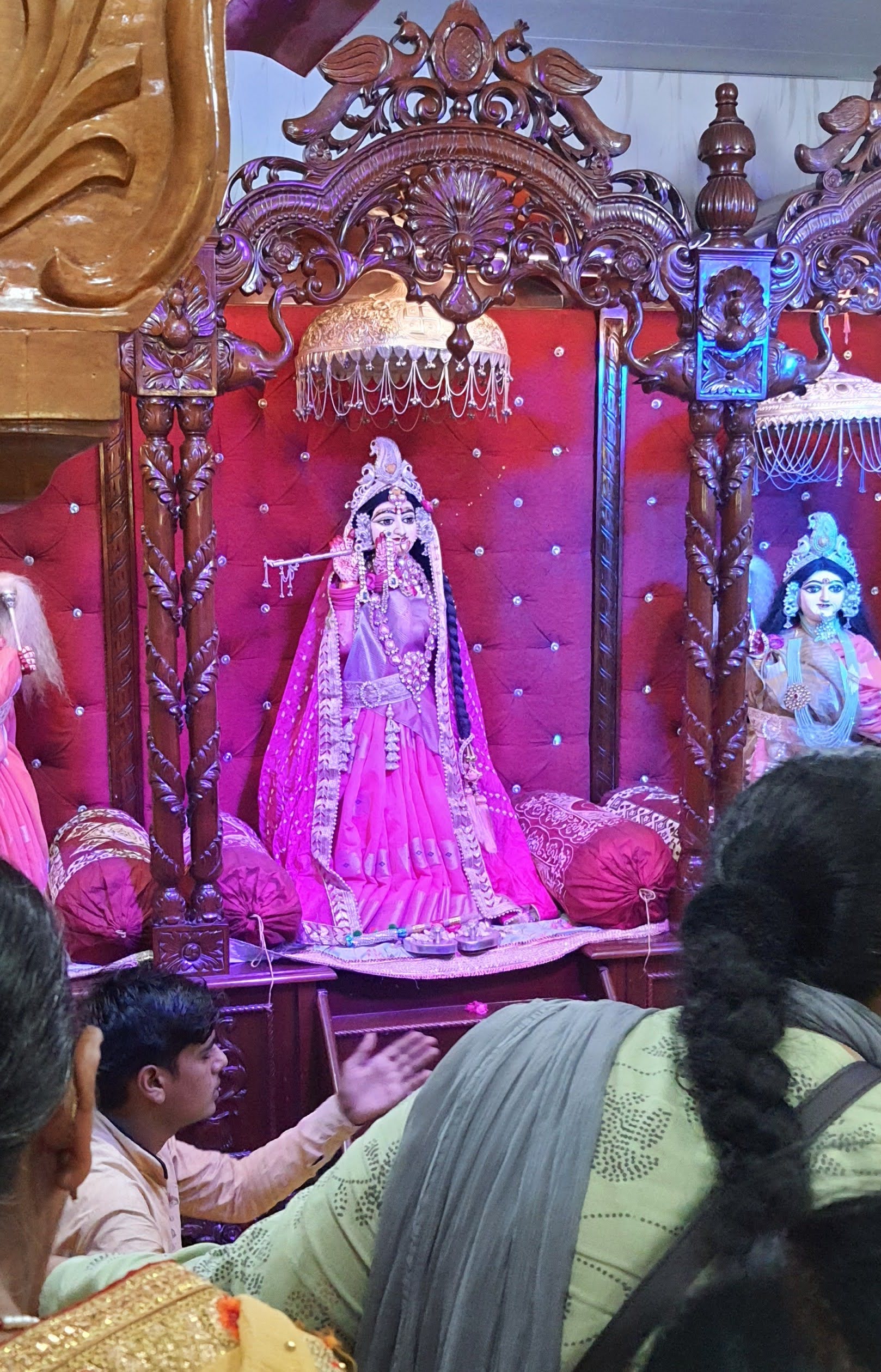 Radha Chhati Darshan of Bansidhar Radharani at Nidhivan in beautiful Pink attire.