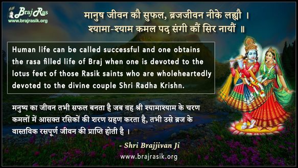 मानुष जीवन कौ सुफल - श्री ब्रजजीवन जी