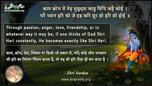 काम क्रोध में नेह सुहृदता काहू विधि कहै कोई - श्री सूरदास