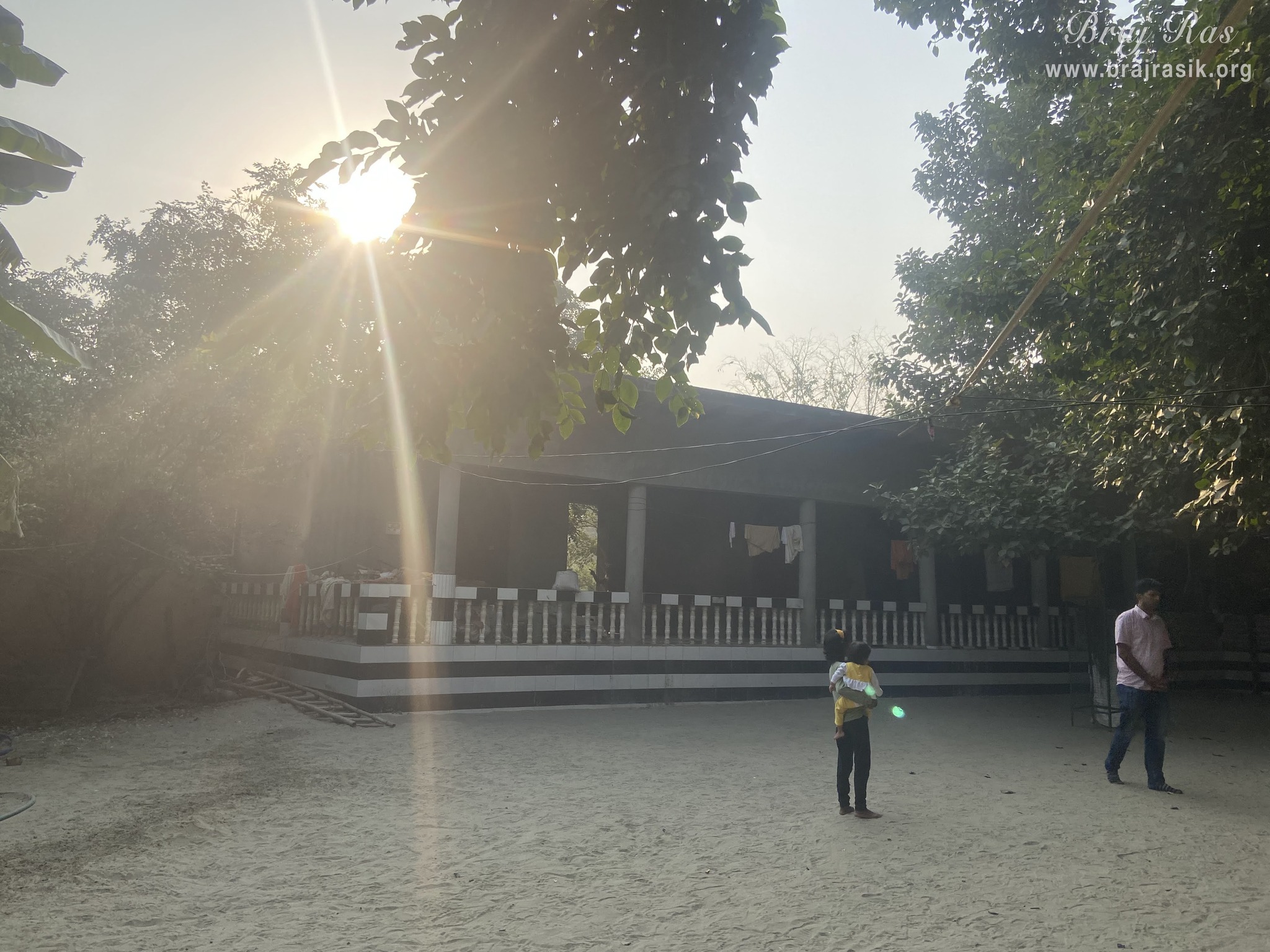 A morning view of the bhajan kutir of a saint in Vanshivat.