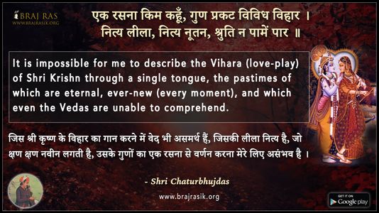एक रसना किम कहूँ, गुण प्रकट विविध विहार - श्री चतुर्भुजदास जी 