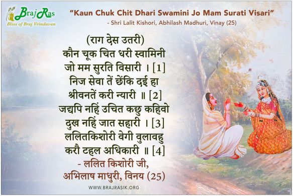 Kaun Chuk Chit Dhari Swamini Jo Mam Surati Visari -  Shri Lalit Kishori, Abhilash Madhuri, Vinay (25)