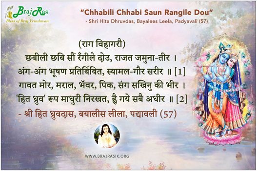 Chhabili Chhabi Saun Rangile Dou -  Shri Dhruvdas, Bayalees Leela, Padyavali (57)