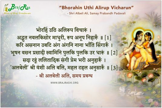Bhorahin Uthi Alirup Vicharun -  Shri Albeli Ali, Samay Prabandh Padavali (20)