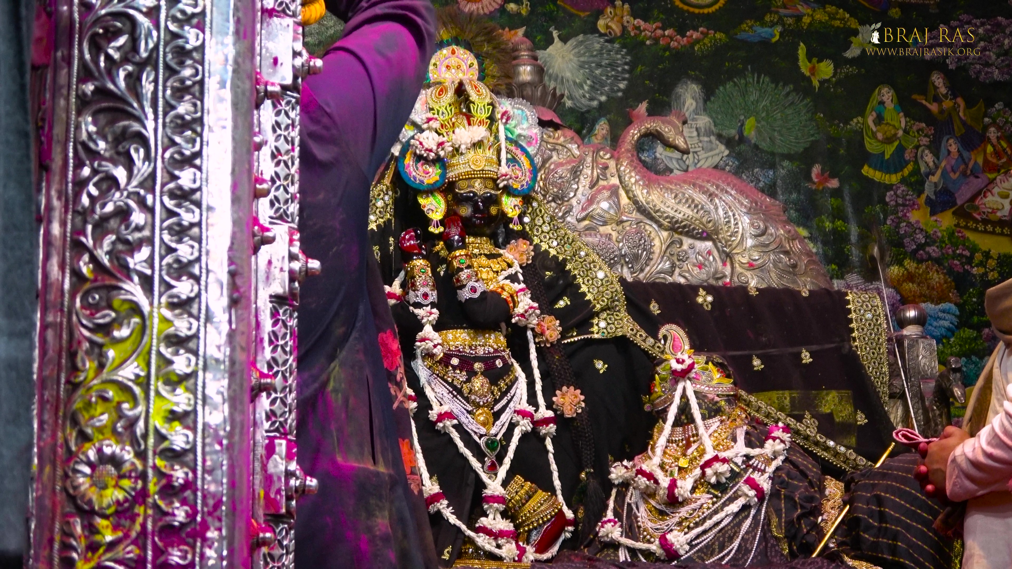 Shayan Aarti Darshan of Shri Radha Vallbh Lal in black attire.