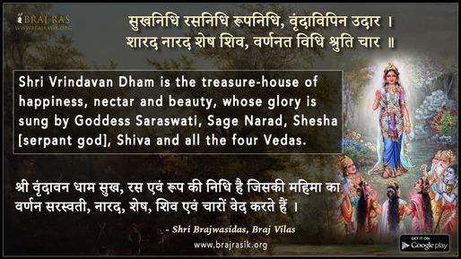 सुखनिधि रसनिधि रूपनिधि, वृंदाविपिन उदार - श्री ब्रजवासीदास, ब्रज विलास