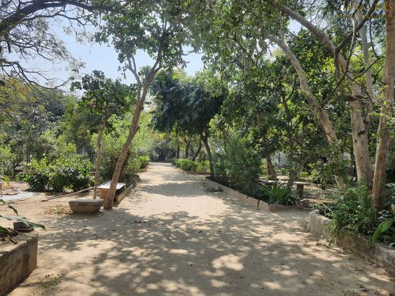The way towards the temple in Bhagwat Niwas, Vrindavan.
