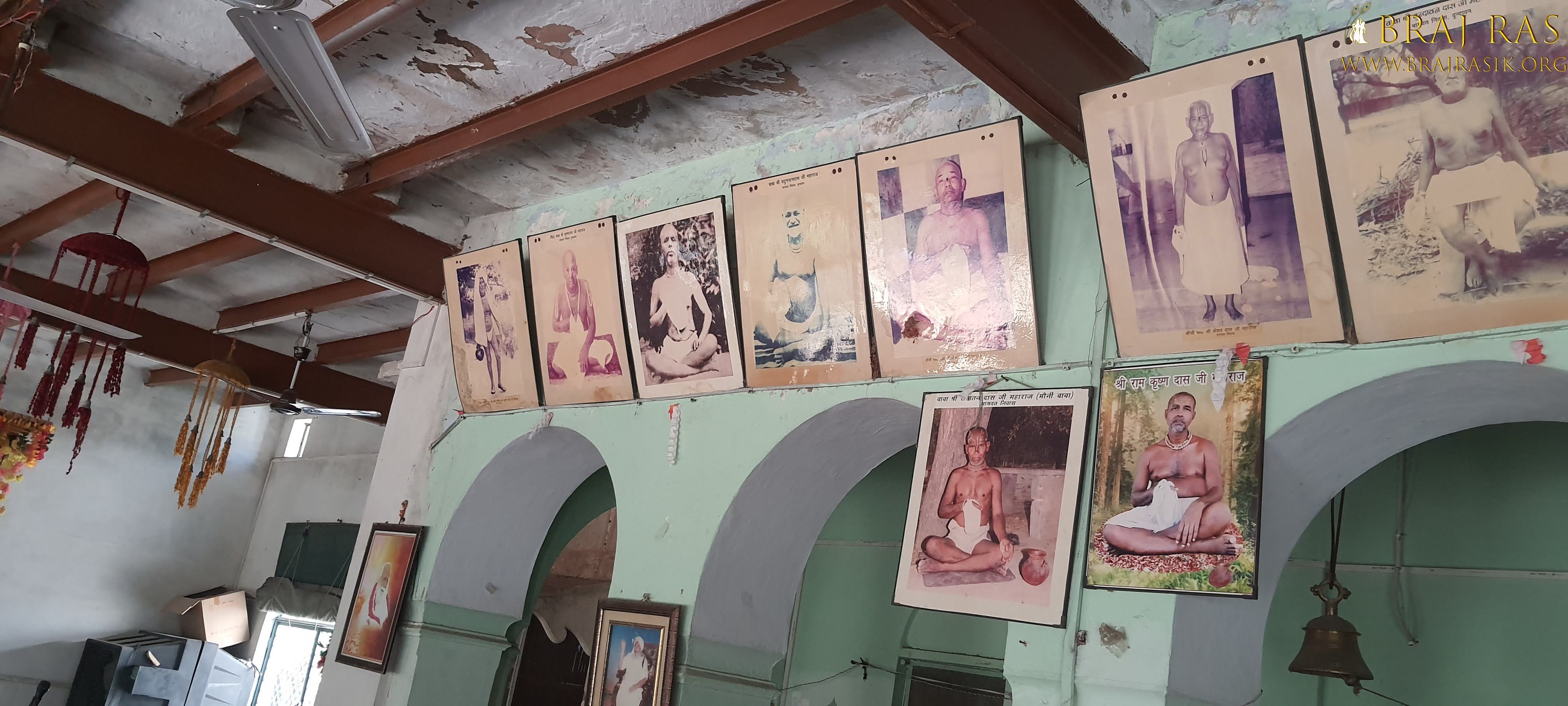 Another view of the photos of the divine Saints who lived in Bhagwat Niwas, Vrindavan.